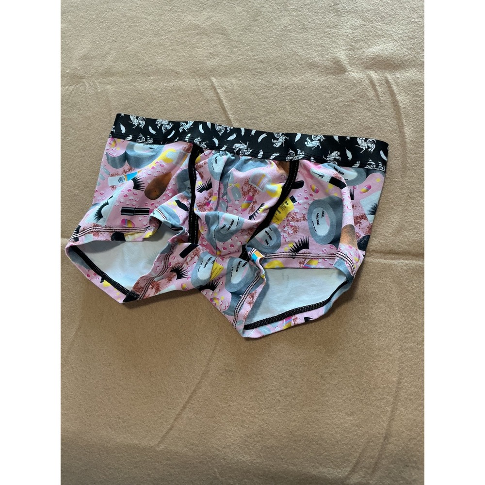 Danial Webster Mens Pink Drag Queen Makeup Print Boxer Brief Trunks Medium
